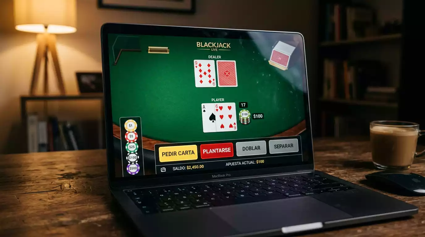 Mesa de blackjack en vivo con interfaz móvil de depósito mediante Bizum