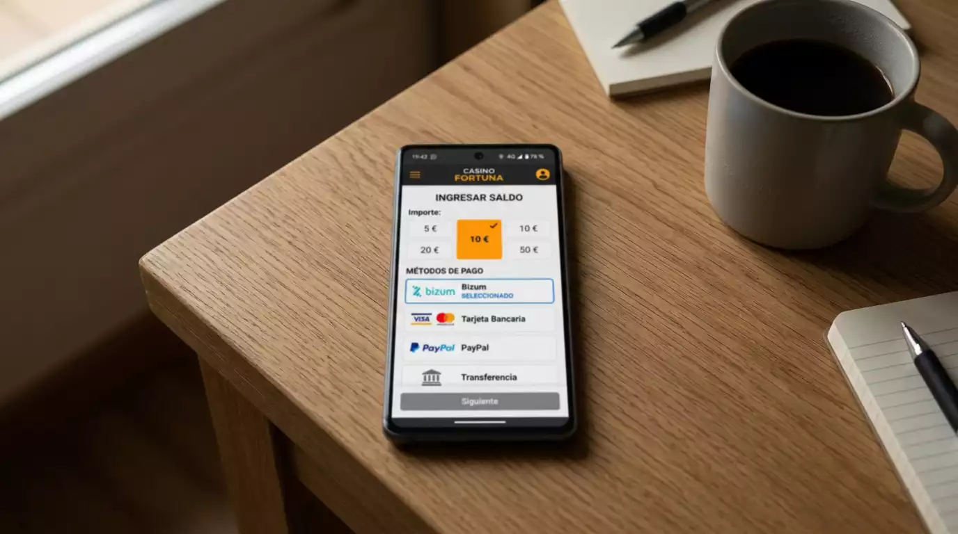 Cajero de casino online con un depósito de 10 € seleccionado mediante Bizum